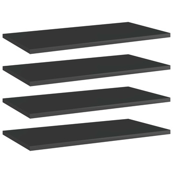 Set de 4 rafturi de biblioteca vidaXL, PAL, 60 x 30 x 1.5 cm, Negru extralucios Set de 4 rafturi de biblioteca vidaXL, PAL, 60 x 30 x 1.5 cm, Negru extralucios