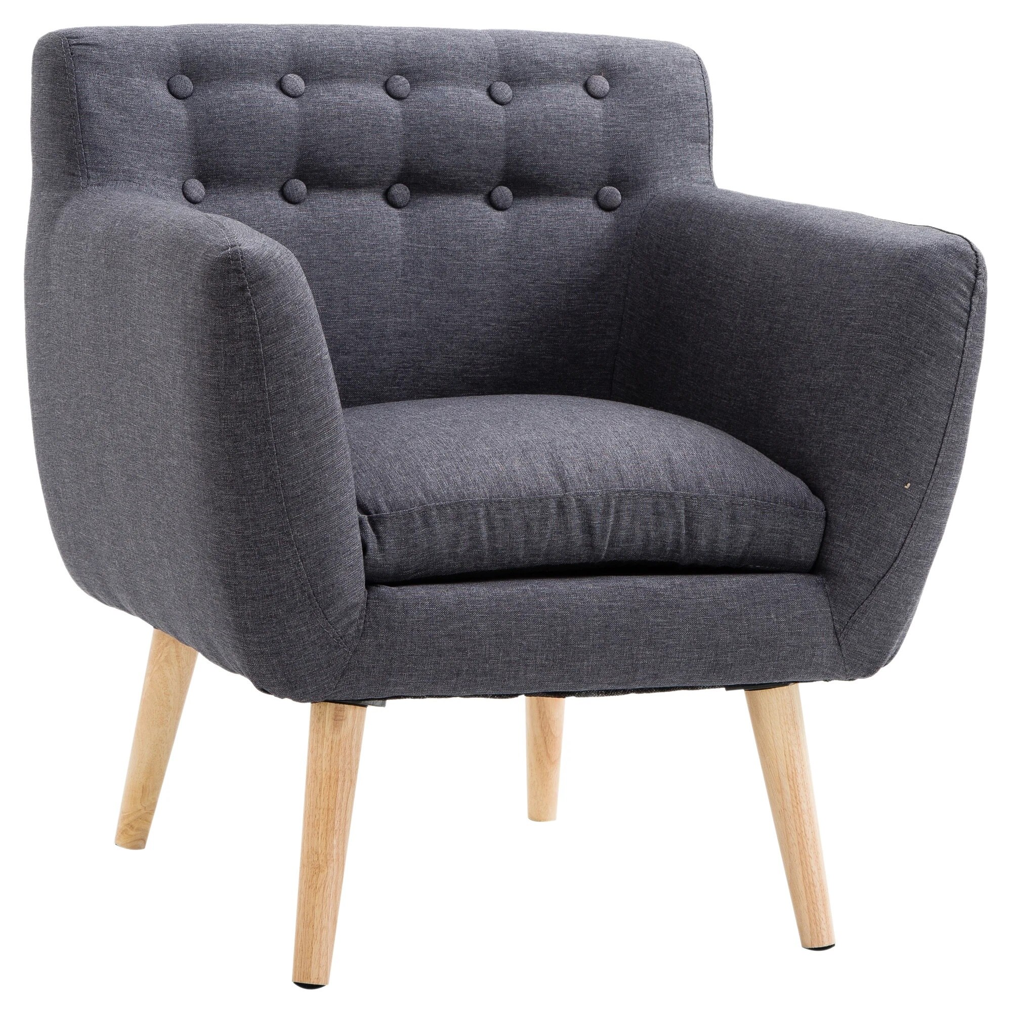Fotoliu Stil Nordic Homcom in Tesatura Gri Inchis, 68x58.5x76cm