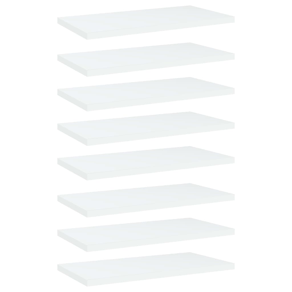 Set de 8 rafturi de biblioteca, vidaXL, 40 x 20 x 1.5 cm, Alb