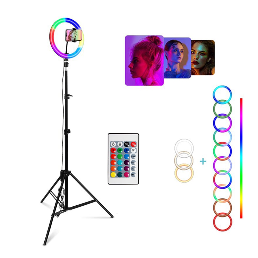 RGB LED Ring Light професионална кръгла лампа, диаметър 26 см/10 инча ...