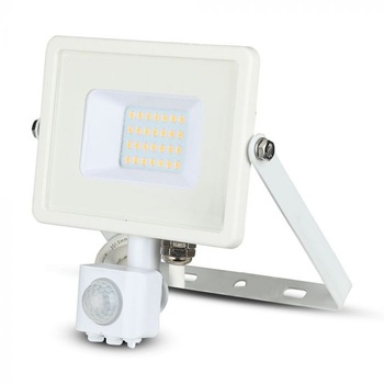 Proiector LED cu senzor chip Samsung 20W, IP65, corp alb, Lumina Alba, Naturala Proiector LED cu senzor chip Samsung 20W, IP65, corp alb, Lumina Alba, Naturala