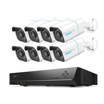 Sistem supraveghere IP exterior complet Reolink RLK16-810B8-A, 8 camere, 4K, IR 30 m, 4 mm, microfon, detectie oameni/vehicule, HDD 3 TB Sistem supraveghere IP exterior complet Reolink RLK16-810B8-A, 8 camere, 4K, IR 30 m, 4 mm, microfon, detectie oameni/vehicule, HDD 3 TB