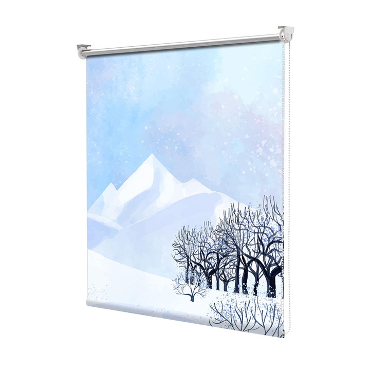 Roleta Art Shade tip Jaluzea cu Rulou si sistem inclus, Art Star, Pictura de iarna, Decoratiuni, Latime 55 cm x Inaltime 130 cm