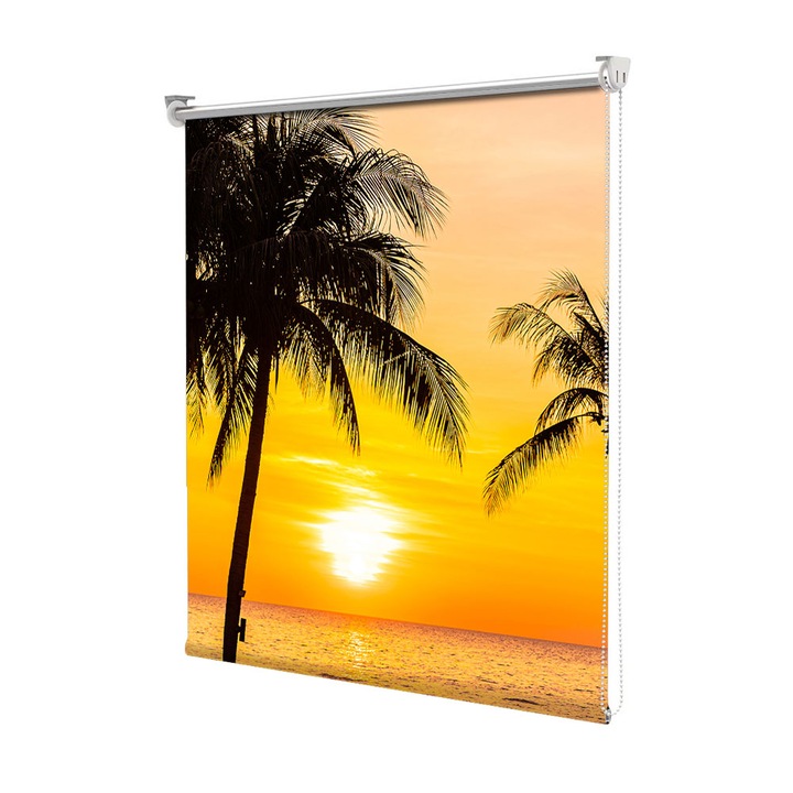 Roleta Art Shade tip Jaluzea cu Rulou si sistem inclus, Art Star, Siluete de palmieri la apus, Decoratiuni, Latime 70 cm x Inaltime 130 cm