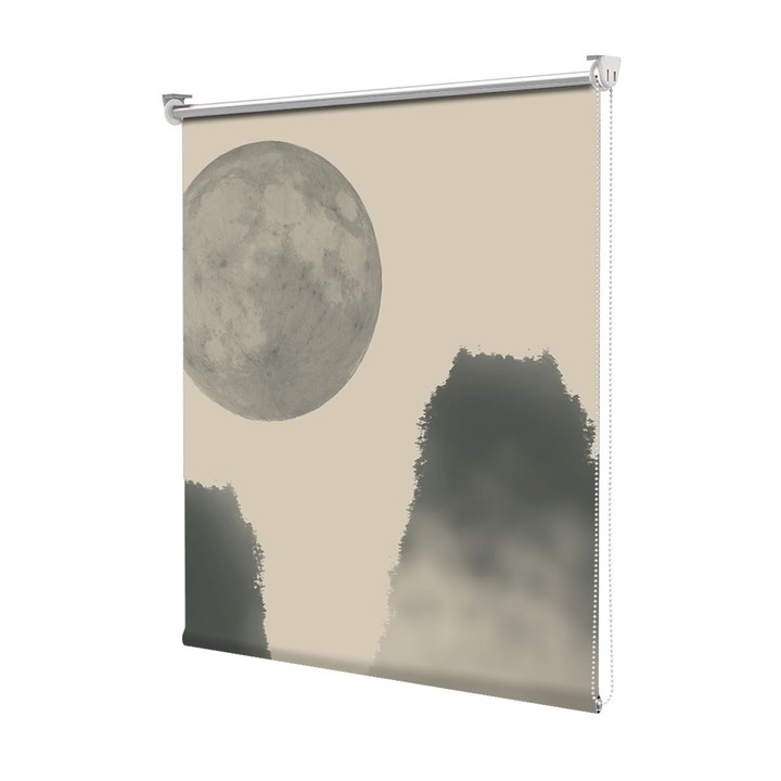 Roleta Art Shade tip Jaluzea cu Rulou si sistem inclus, Art Star, Luna pe zi, Decoratiuni, Latime 45 cm x Inaltime 130 cm