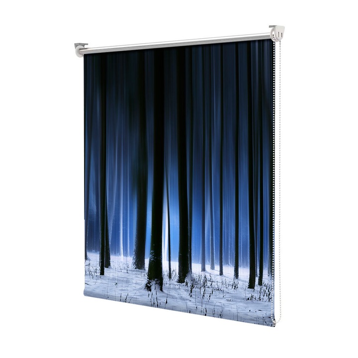 Roleta Art Shade tip Jaluzea cu Rulou si sistem inclus, Art Star, Padure intunecata iarna, Decoratiuni, Latime 45 cm x Inaltime 130 cm
