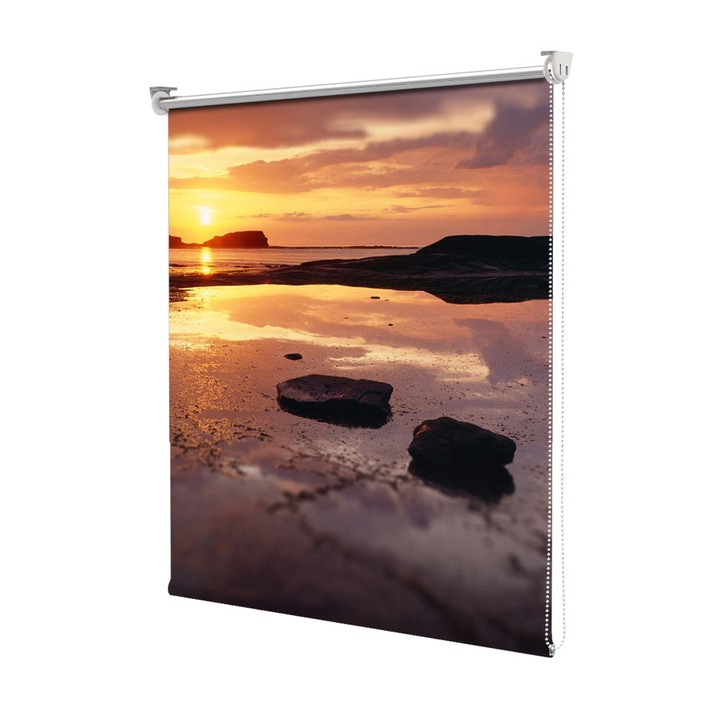 Roleta Art Shade tip Jaluzea cu Rulou si sistem inclus, Art Star, Rasarit deasupra apei calde a marii, Decoratiuni, Latime 70 cm x Inaltime 250 cm