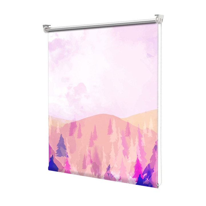 Roleta Art Shade tip Jaluzea cu Rulou si sistem inclus, Art Star, Paduri de brazi in culori de foc, Decoratiuni, Latime 55 cm x Inaltime 130 cm