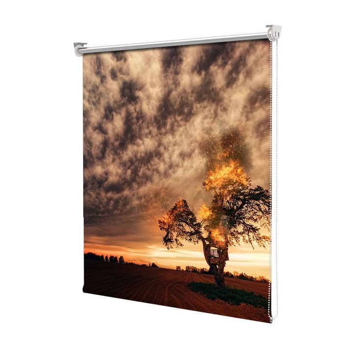 Roleta Art Shade tip Jaluzea cu Rulou si sistem inclus, Art Star, Foc, Decoratiuni, Latime 45 cm x Inaltime 130 cm