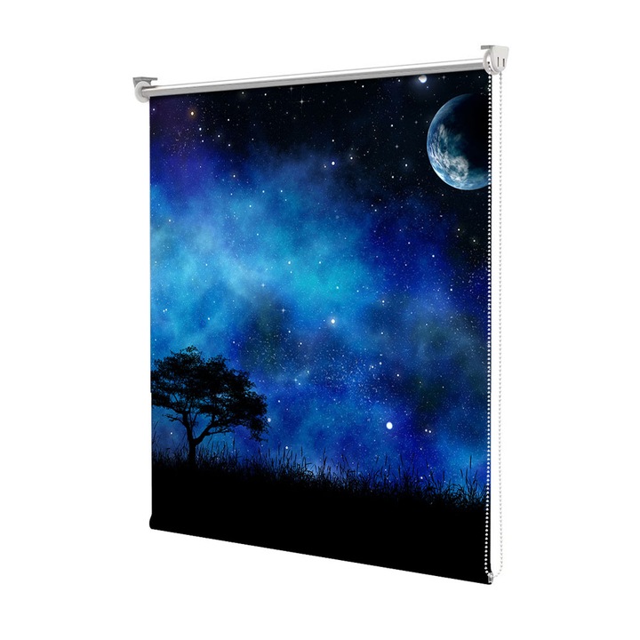 Roleta Art Shade tip Jaluzea cu Rulou si sistem inclus, Art Star, Noapte albastra, Decoratiuni, Latime 45 cm x Inaltime 130 cm