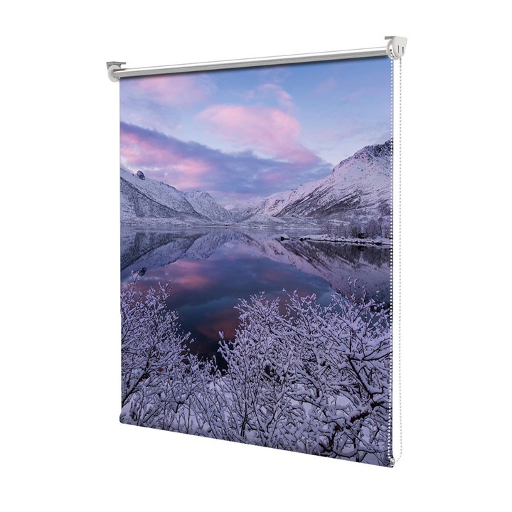 Roleta Art Shade tip Jaluzea cu Rulou si sistem inclus, Art Star, Iarna norvegiana, Decoratiuni, Latime 45 cm x Inaltime 130 cm