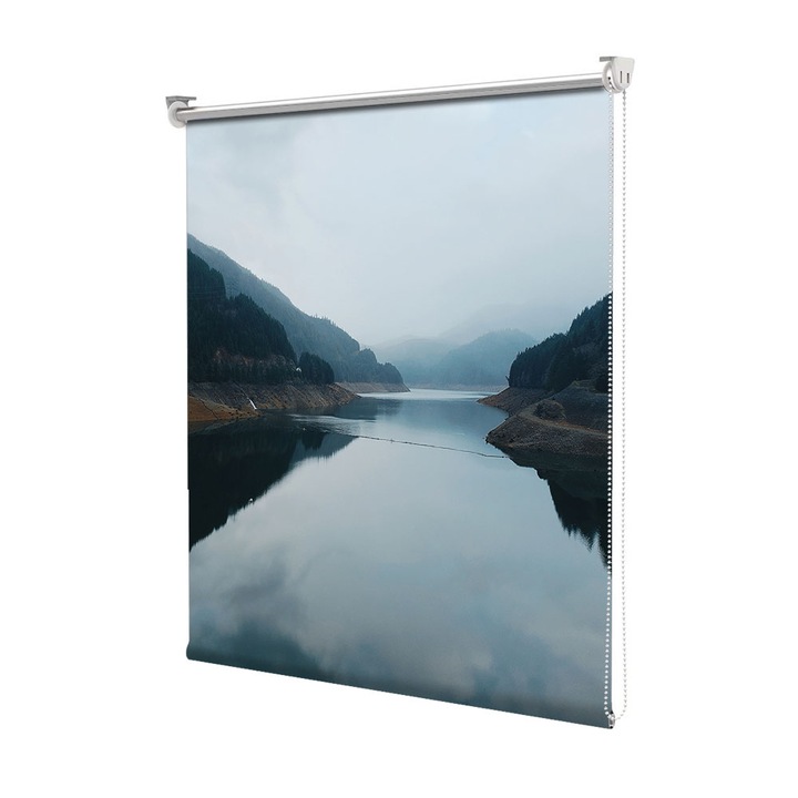 Roleta Art Shade tip Jaluzea cu Rulou si sistem inclus, Art Star, Dealuri incetosate la rau, Decoratiuni, Latime 45 cm x Inaltime 130 cm