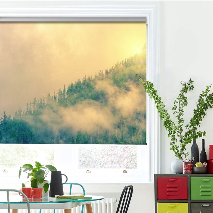 Roleta Art Shade tip Jaluzea cu Rulou si sistem inclus, Art Star, Conifere in ceata, Decoratiuni, Latime 60 cm x Inaltime 250 cm