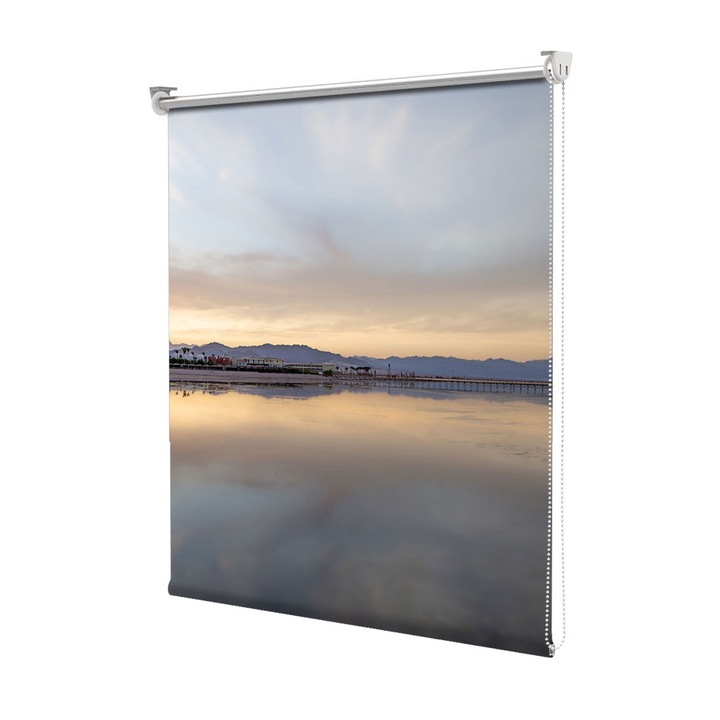 Roleta Art Shade tip Jaluzea cu Rulou si sistem inclus, Art Star, Sat reflectat in apa, Decoratiuni, Latime 55 cm x Inaltime 130 cm