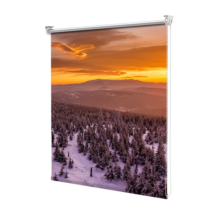 Roleta Art Shade tip Jaluzea cu Rulou si sistem inclus, Art Star, Apus la munte, Decoratiuni, Latime 55 cm x Inaltime 130 cm