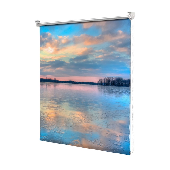 Roleta Art Shade tip Jaluzea cu Rulou si sistem inclus, Art Star, Lac inghetat reflectand cerul, Decoratiuni, Latime 45 cm x Inaltime 130 cm