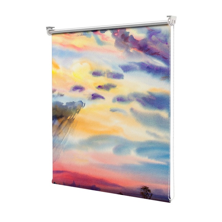 Roleta Art Shade tip Jaluzea cu Rulou si sistem inclus, Art Star, Vreme furtunoasa si nori multicolori, Decoratiuni, Latime 55 cm x Inaltime 130 cm