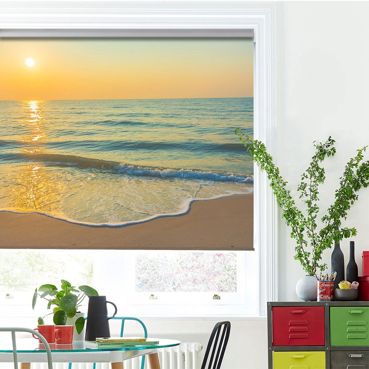 Roleta Art Shade tip Jaluzea cu Rulou si sistem inclus, Art Star, Rasarit reflectat, Decoratiuni, Latime 90 cm x Inaltime 190 cm