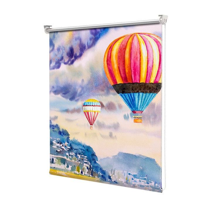 Roleta Art Shade tip Jaluzea cu Rulou si sistem inclus, Art Star, Baloane cu aer cald pictate, Decoratiuni, Latime 55 cm x Inaltime 130 cm