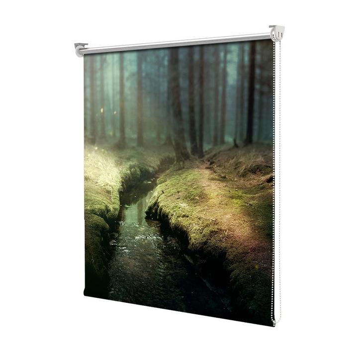 Roleta Art Shade tip Jaluzea cu Rulou si sistem inclus, Art Star, Atmosfera mistica in padure, Decoratiuni, Latime 55 cm x Inaltime 130 cm