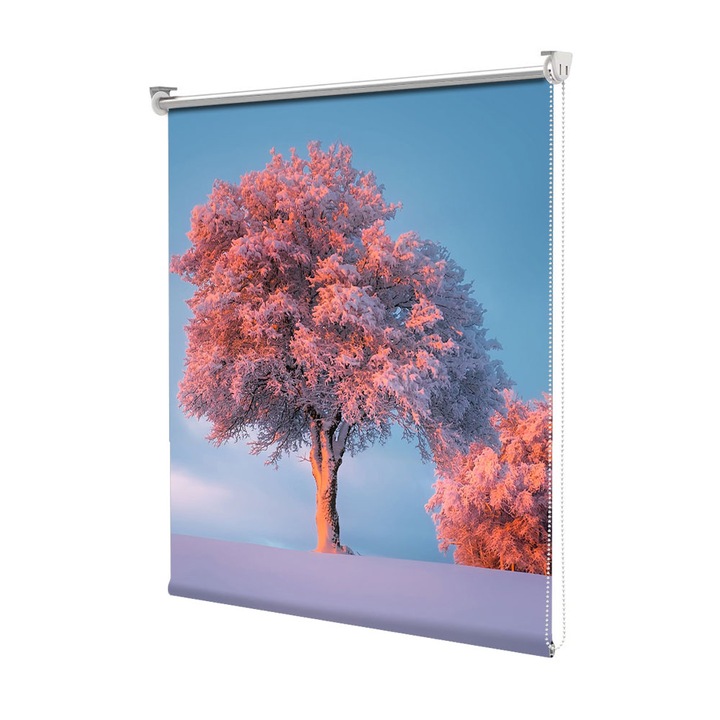 Roleta Art Shade tip Jaluzea cu Rulou si sistem inclus, Art Star, Lumina cu tenta roz, Decoratiuni, Latime 45 cm x Inaltime 130 cm