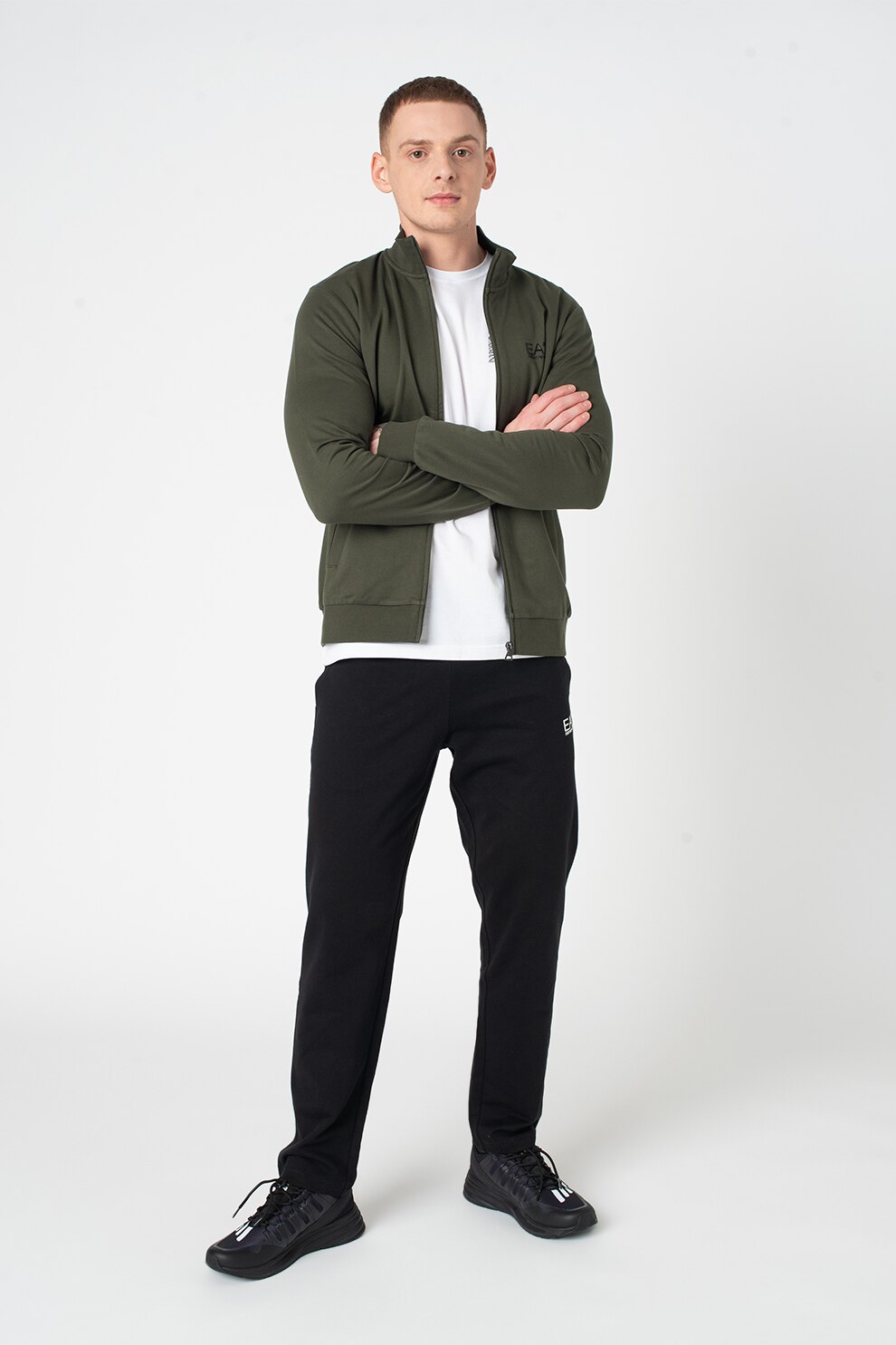 EA7, Trening cu logo, Verde inchis/Negru, M