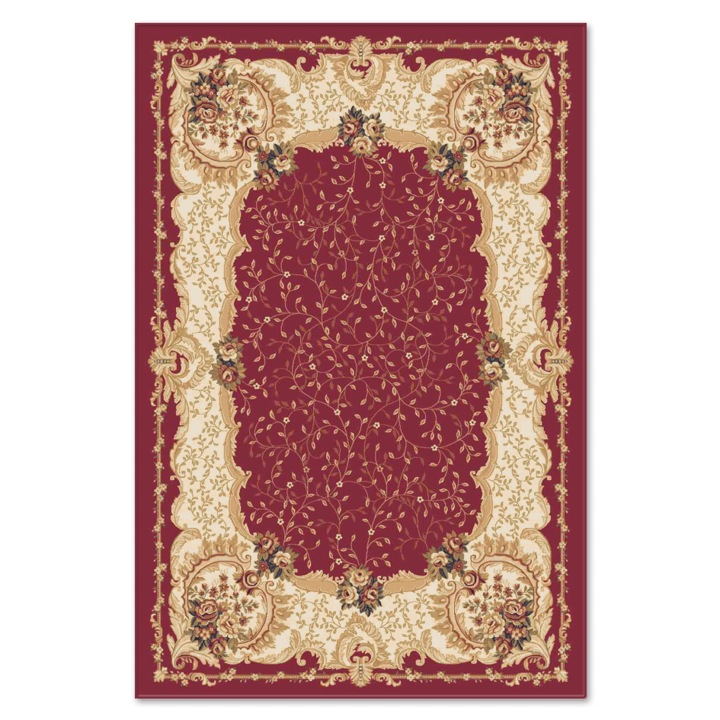 Covor Carpeta sintetic, Colectia Atlas 3024-1-41355, 60x110cm, Bordeaux / Bej, Model clasic floral