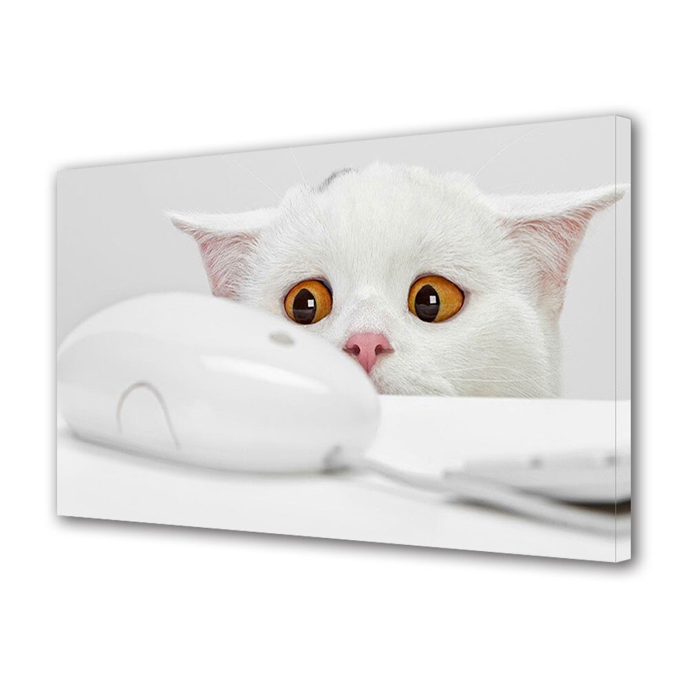 Tablou Canvas Animale Pisica si mouse, 20 x 30 cm