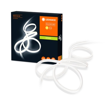 Banda LED de exterior Ledvance Neon Flex, 29W, 1700 lm, IP44, lumina calda (3000K), silicon, 5 m Banda LED de exterior Ledvance Neon Flex, 29W, 1700 lm, IP44, lumina calda (3000K), silicon, 5 m