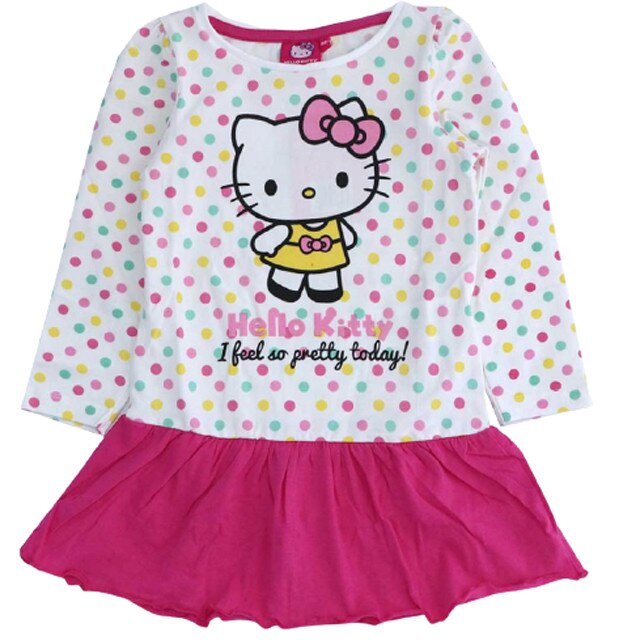 Rochie maneca lunga, I feel so gretty today, Hello Kitty, roz