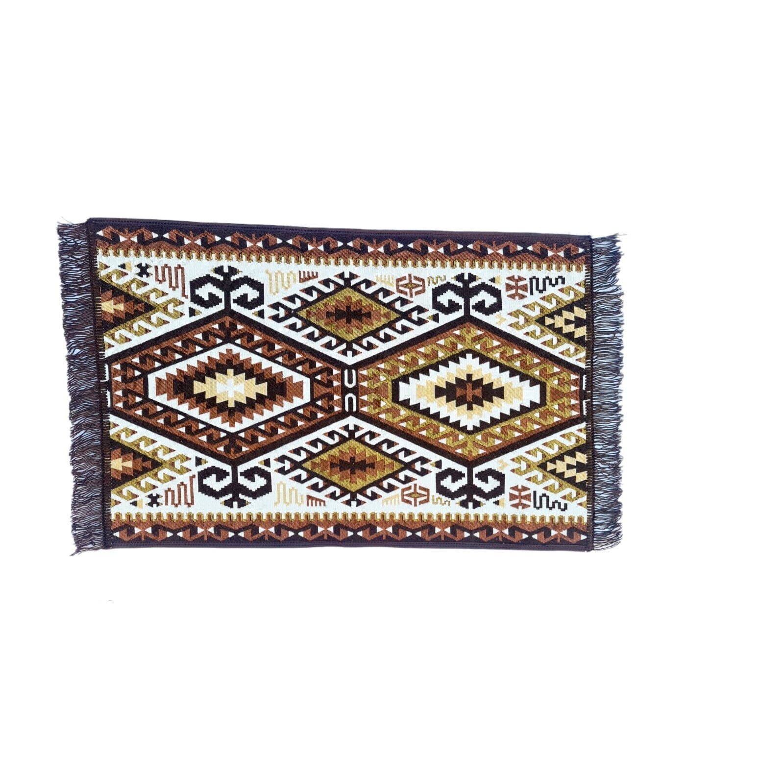 Covor premium tip traversa, model traditional cu romburi, 60 x 90 cm , Multicolor