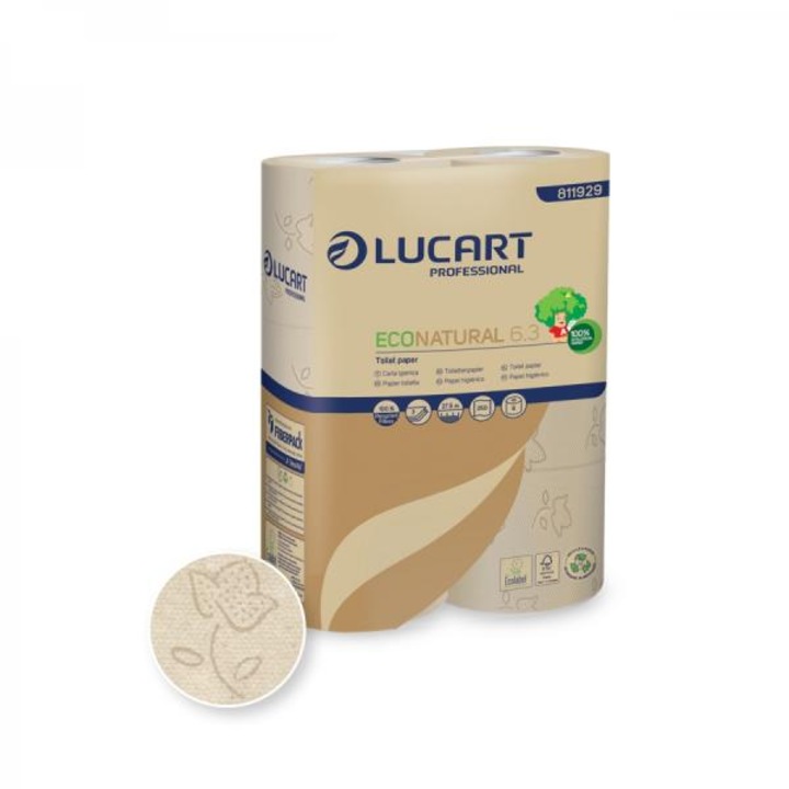 Toalettpapír, 3 rétegű, kistekercses, 27,5 m, LUCART "EcoNatural 6.3" barna