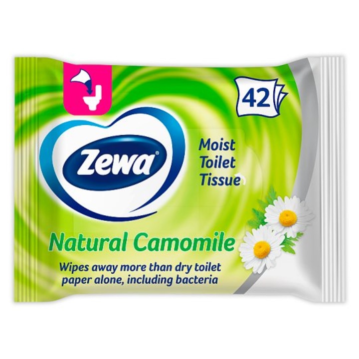 Toalettpapír, nedves, 42db, ZEWA, kamilla