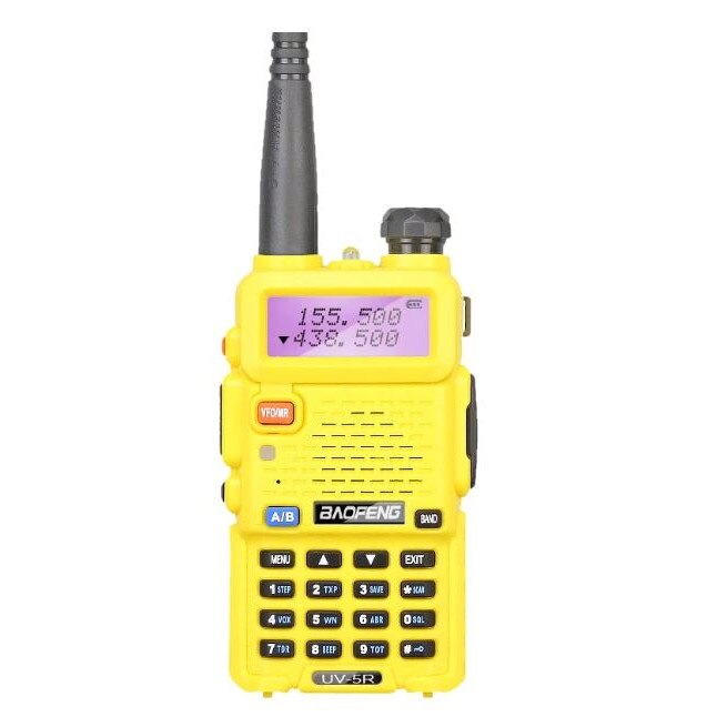 Walkie Talkie UV 5R Baofeng Dual Band Casti Microfon Galben