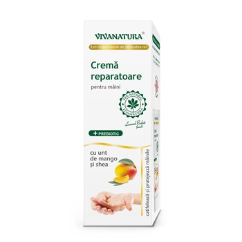 Crema reparatoare pentru maini cu unt de mango si shea, 50ml Crema reparatoare pentru maini cu unt de mango si shea, 50ml
