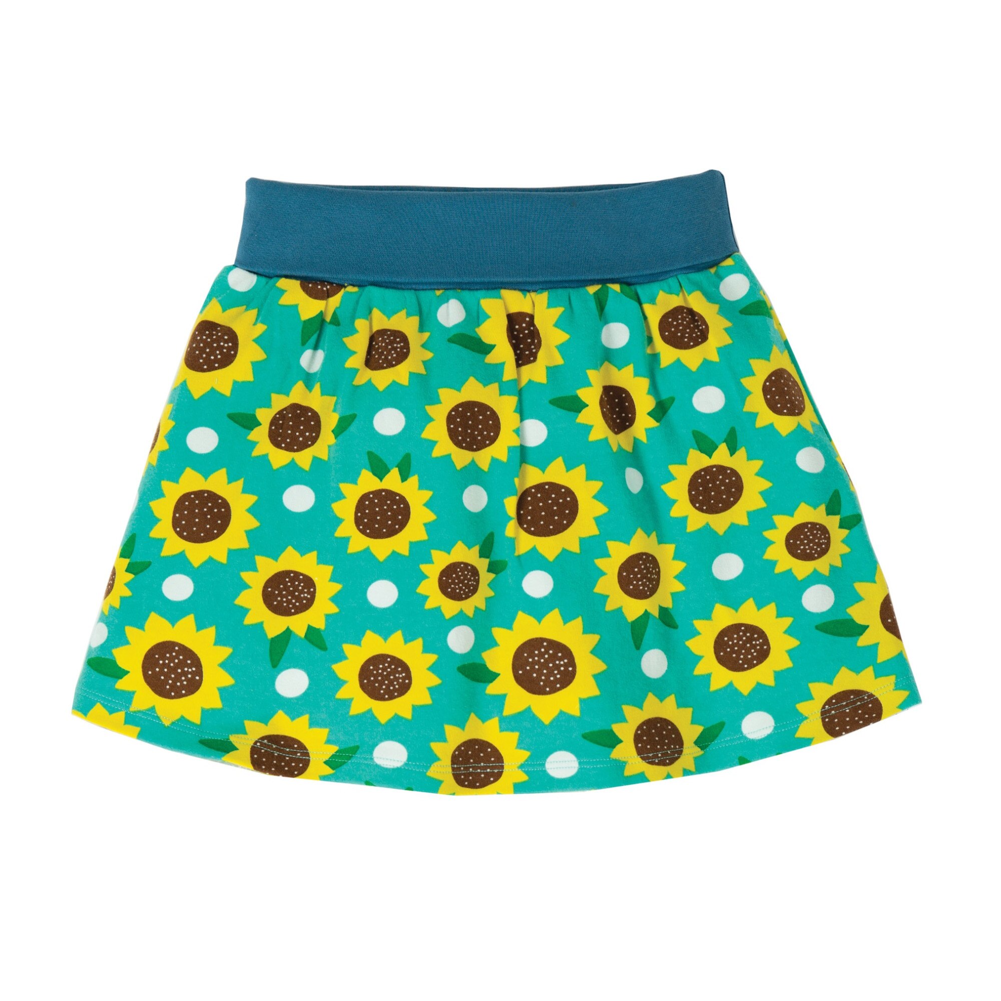 Fusta-pantalon, cu floarea-soarelui, bumbac organic, multicolor, fete