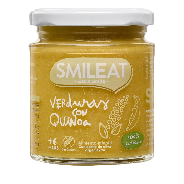 Piure bio de legume cu quinoa si ulei masline, +6 luni Smileat, 230 g