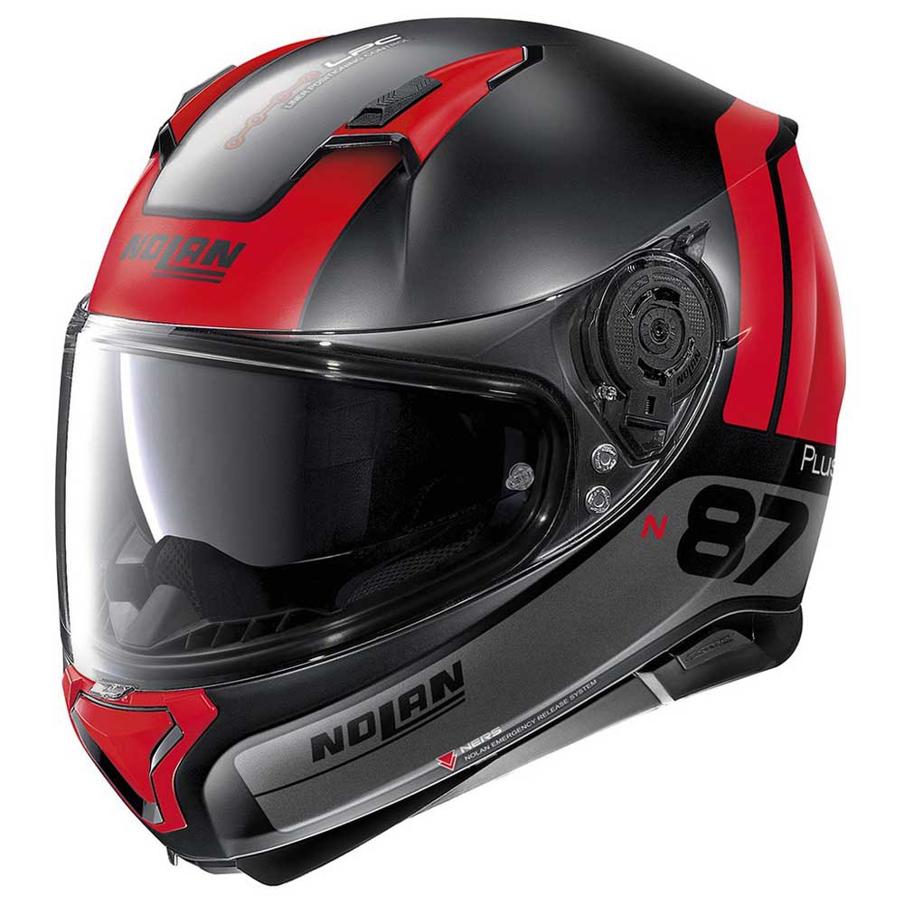 Casca moto Nolan, N87 Plus Distinctive N-com, Negru/Rosu