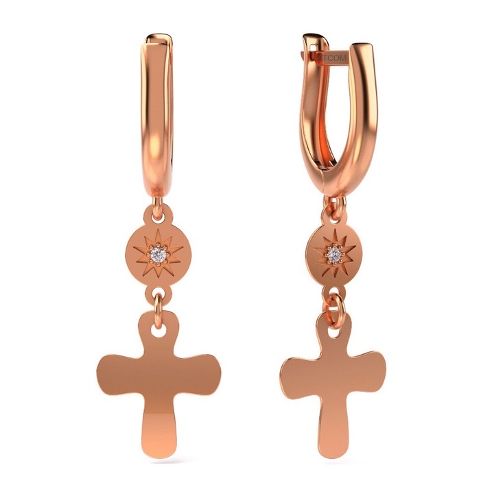 Обеци от розово злато модел 12