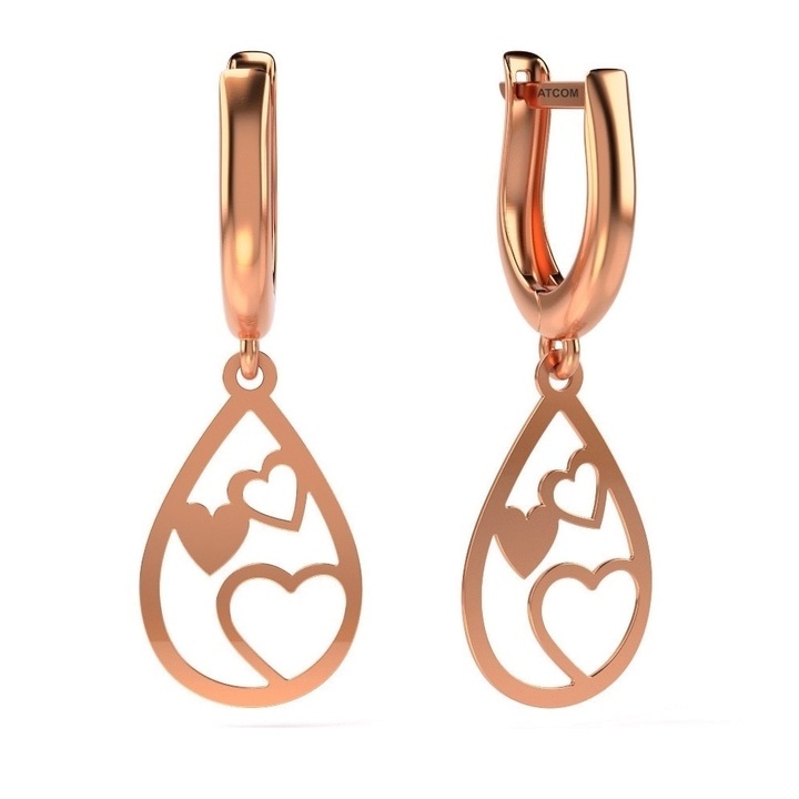 Обеци от розово злато модел 02