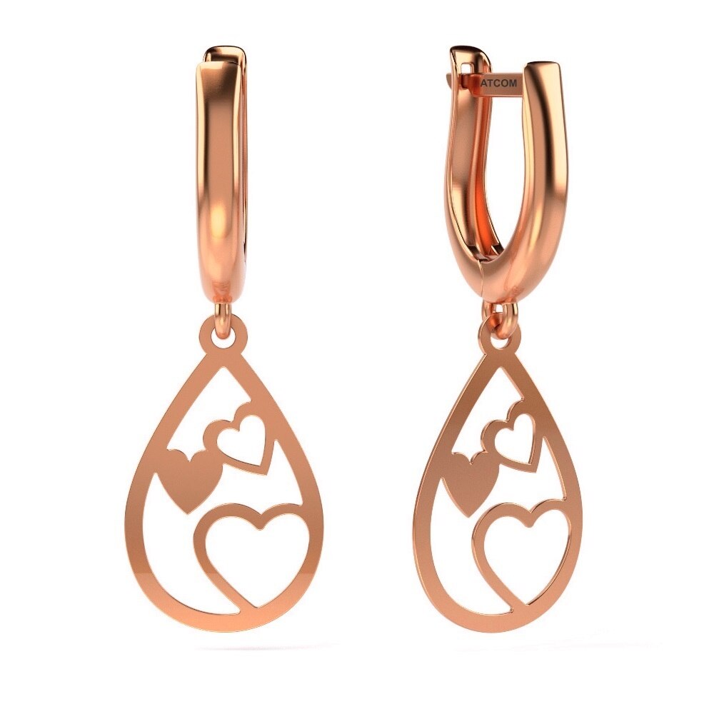 Cercei din aur roz model 02