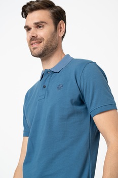 BLEND, Tricou polo de bumbac organic, Albastru inchis BLEND, Tricou polo de bumbac organic, Albastru inchis