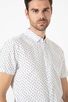 BLEND, Camasa de bumbac cu imprimeu, Alb optic/ Bleumarin inchis BLEND, Camasa de bumbac cu imprimeu, Alb optic/ Bleumarin inchis