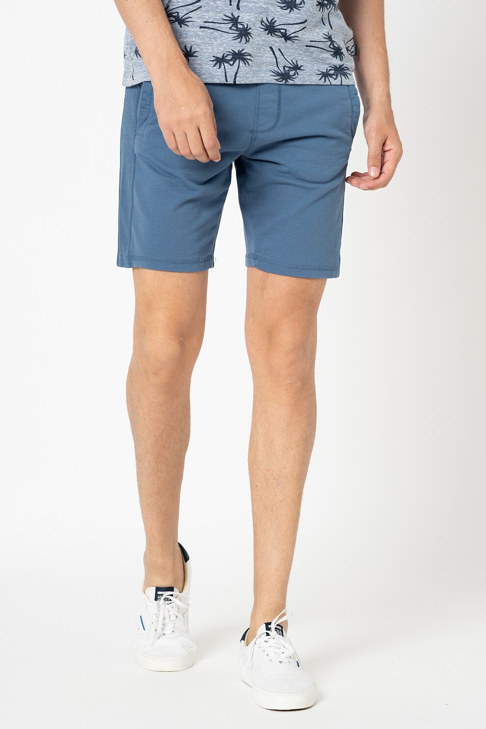 BLEND, Pantaloni scurti cu snur in talie, Albastru inchis