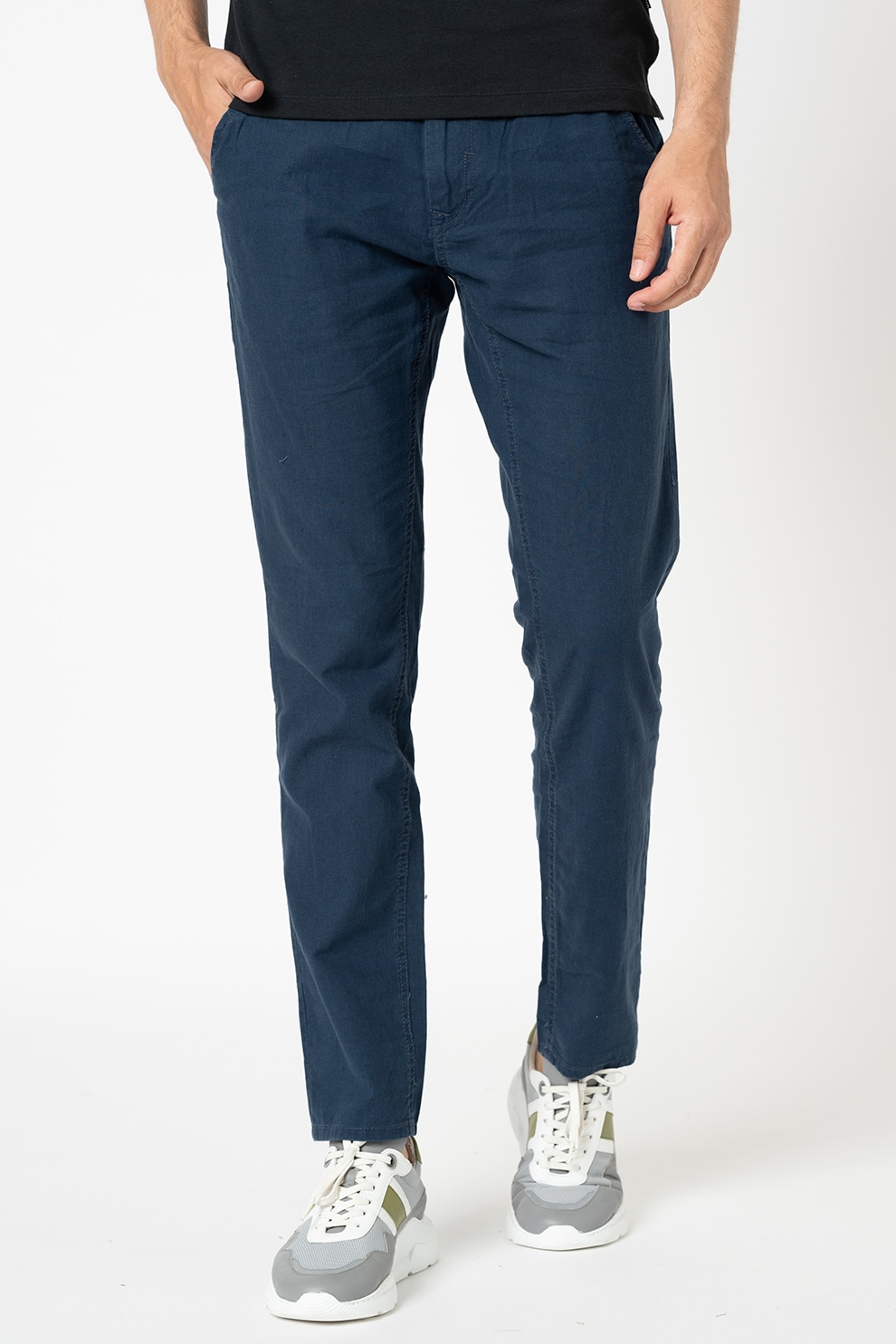 BLEND, Pantaloni din amestec de in, Bleumarin