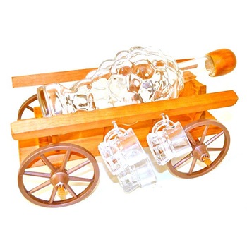 Set suport din lemn cu pahare si sticla, 33 x 20 x 16.5 cm Set suport din lemn cu pahare si sticla, 33 x 20 x 16.5 cm