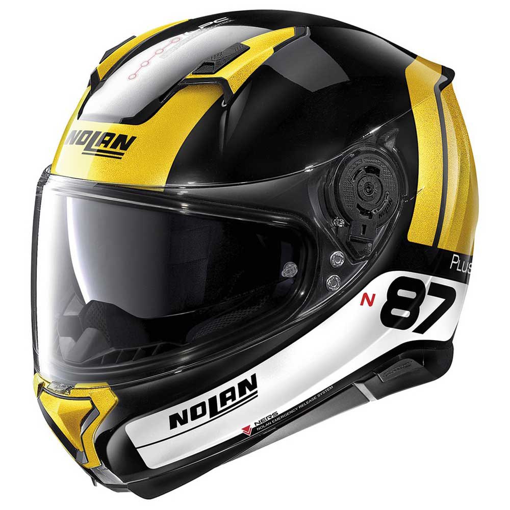 Casca moto Nolan, N87 Plus Distinctive N-com, Negru/Galben