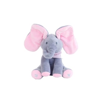 Jucarie interactiva Elefant Cucu Bau, culoare gri/roz teleMAG Jucarie interactiva Elefant Cucu Bau, culoare gri/roz teleMAG