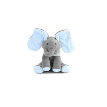 Jucarie interactiva Elefant Cucu Bau, culoare gri/bleu teleMAG Jucarie interactiva Elefant Cucu Bau, culoare gri/bleu teleMAG