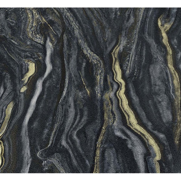 Erismann modern stílusú élő tapéta, 10,05 x 0,53 / 5,3 nm, antracit szürke márvány mintázat, fekete